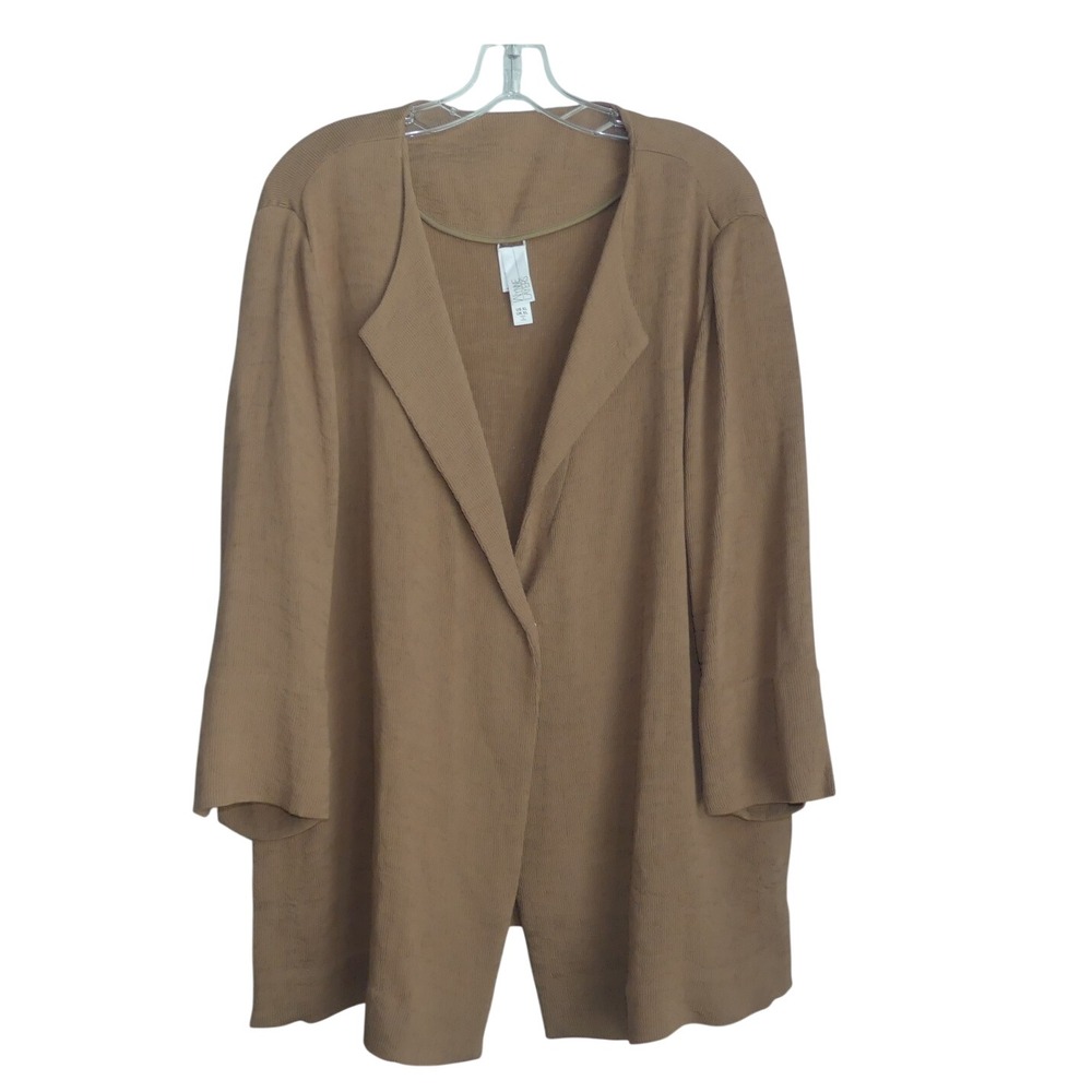 WynneLayers Tan Textured Knit Topper Jacket Snap Front XL Office Layer Casual